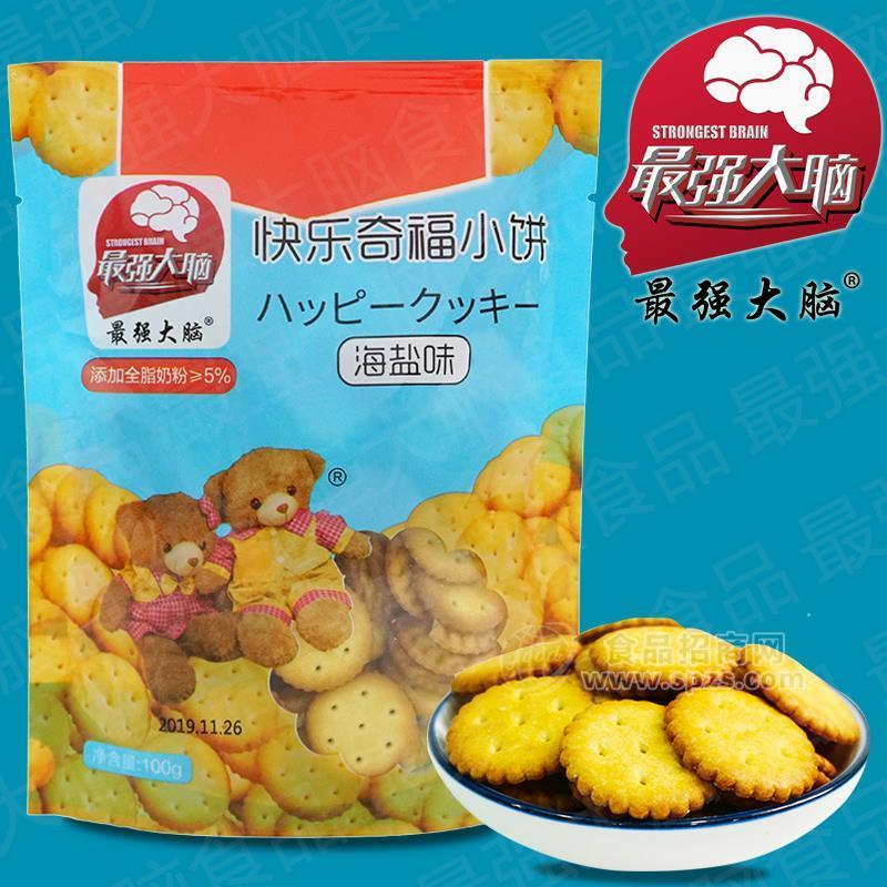 餅干批發(fā)快樂奇福小餅韌性餅干海鹽味100g 造型餅干 廠家直供