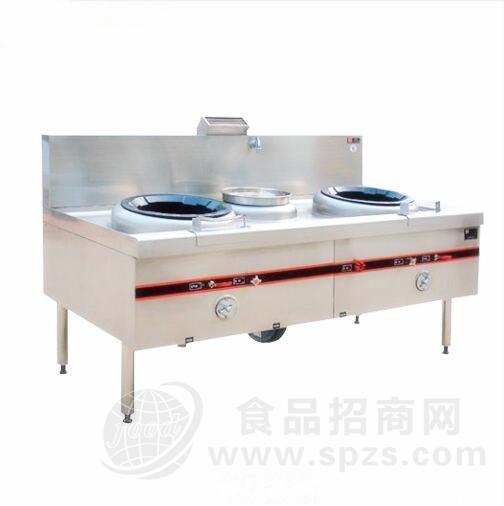 不锈钢双眼炒灶带风机-直径一米电磁大锅灶-中餐商用大锅灶-北京后厨燃气炒灶
