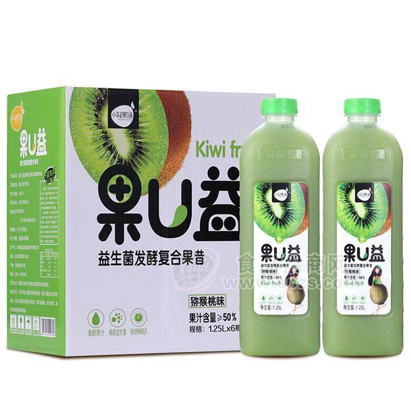 果U益獼猴桃味 益生菌發(fā)酵復合果昔 果汁飲料 招商1.25Lx6瓶