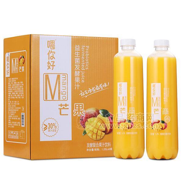 益生菌发酵果汁 芒果味果汁饮料 招商1.25Lx6瓶