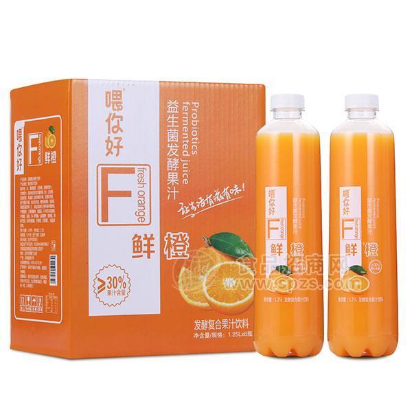 益生菌发酵果汁 鲜橙味果汁饮料 招商1.25Lx6瓶