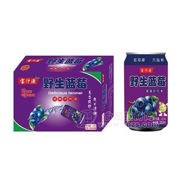 ·宝汁源野生蓝莓汁汽水320mlx24罐 