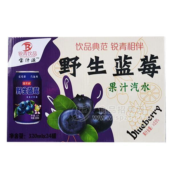 ·宝汁源野生蓝莓果汁汽水320mlx24罐 
