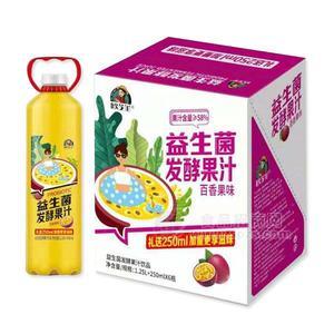 歐芝美益生菌發(fā)酵果汁百香果味果汁飲品招商1.25L＋250mlx5瓶