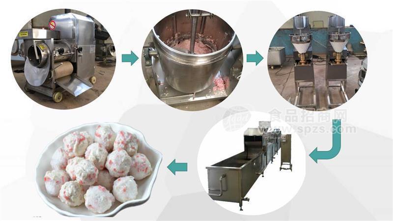 加工流水线   小型鱼丸加工成套设备   自动鱼丸生产厂家  现货试机鱼丸