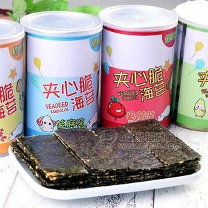 番茄味罐装夹心海苔脆片休闲零食招商