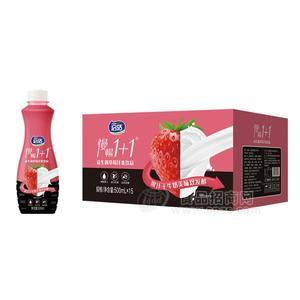 啟活慢暢1＋1果汁牛奶雙發(fā)酵益生菌草莓汁乳飲品招商500mlx15瓶