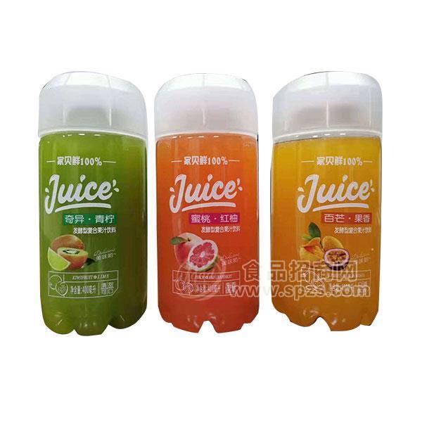 ·家贝鲜蜜桃红柚奇异青柠发酵型复合果汁饮料招商400ml 