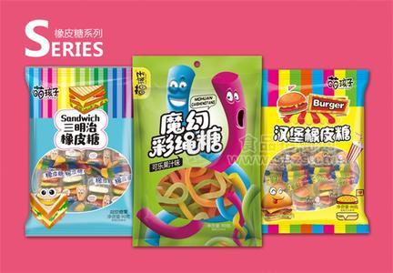 萌孩子橡皮糖麻绳糖儿童糖果