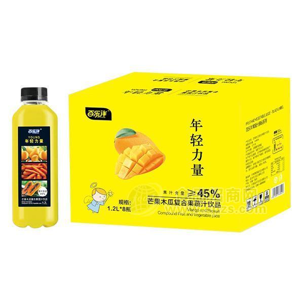 百乐洋 芒果木瓜复合果蔬汁饮品  果汁饮料 1.2LX8瓶