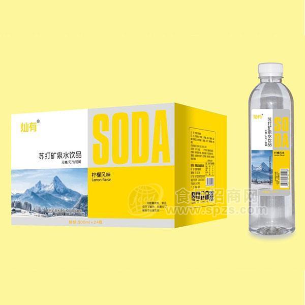 燦有 蘇打礦泉水飲品 飲用水500ml x24瓶果味蘇打水廠家招商  果味水招商