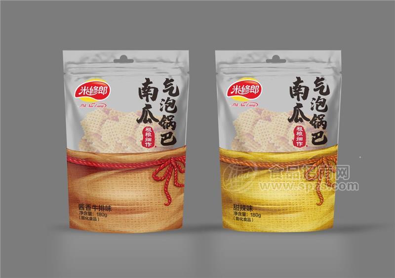 米修郎 南瓜氣泡鍋巴 獎項牛排味  甜辣味 180g 袋裝