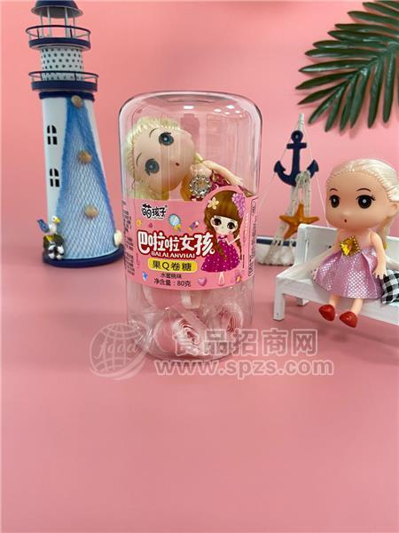 萌孩子萌孩子巴啦啦女孩玩具零食挂件果Q卷糖水蜜桃味