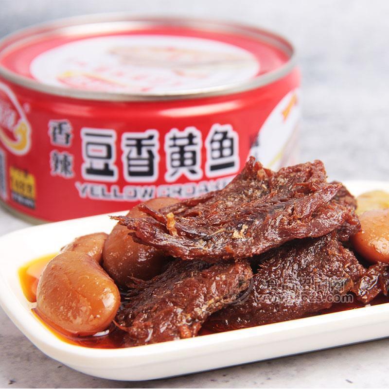 美味強(qiáng)豆香黃魚(yú)罐頭下飯菜酒菜即食海魚(yú)148g