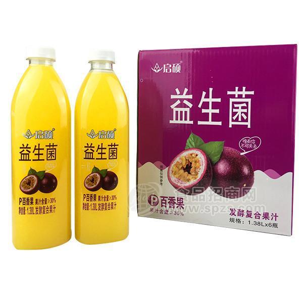 启硕百香果益生菌 发酵复合果汁饮料 1.38Lx6瓶