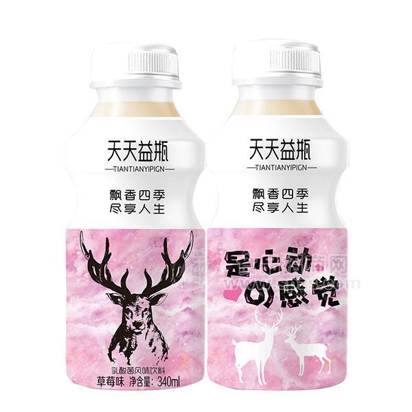 天天益瓶草莓味乳酸菌风味饮料新品招商厂家直销340ml