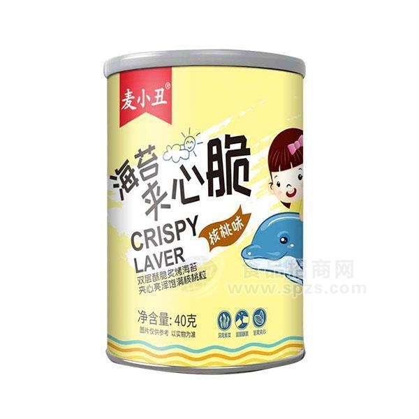 麥小丑 海苔夾心脆 核桃味夾心海苔脆 休閑食品 罐裝海苔脆 休閑零食招商40g