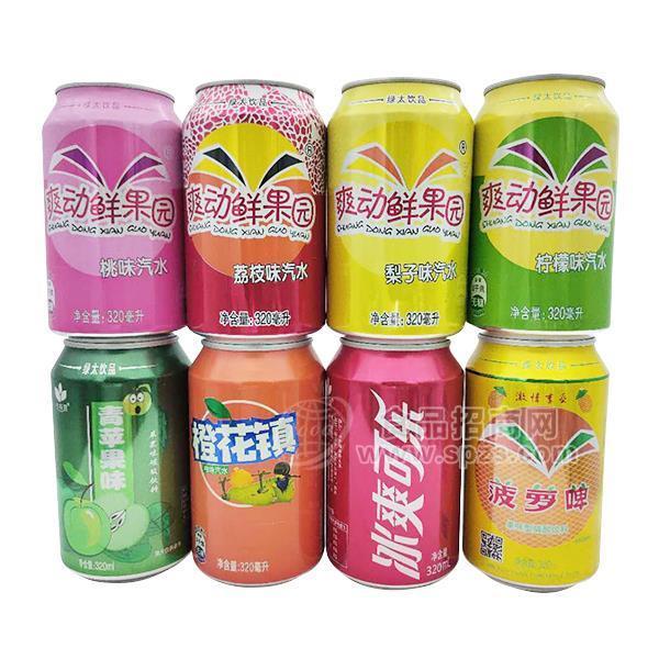 ·绿太饮品 爽动鲜果园 果味汽水 碳酸饮料 320ml 