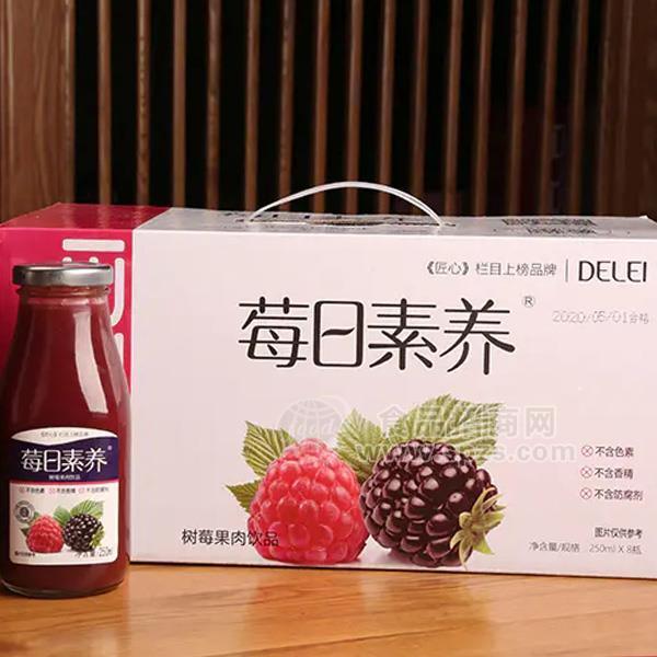 莓日素养树莓果肉饮品 树莓果肉饮料 玻璃瓶果汁饮料整箱招商250mlx8瓶