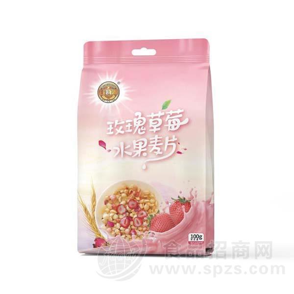 谷物源玫瑰草莓水果麦片 燕麦100g
