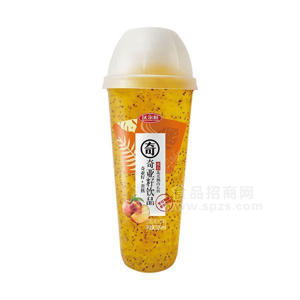 沃爾旺 奇亞籽+黃桃 果粒果汁飲料 杯裝果汁招商520ml