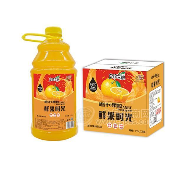 奇珍果葩 橙汁果粒 鮮果時光復合果味飲品 桶裝橙汁招商2.5Lx6瓶