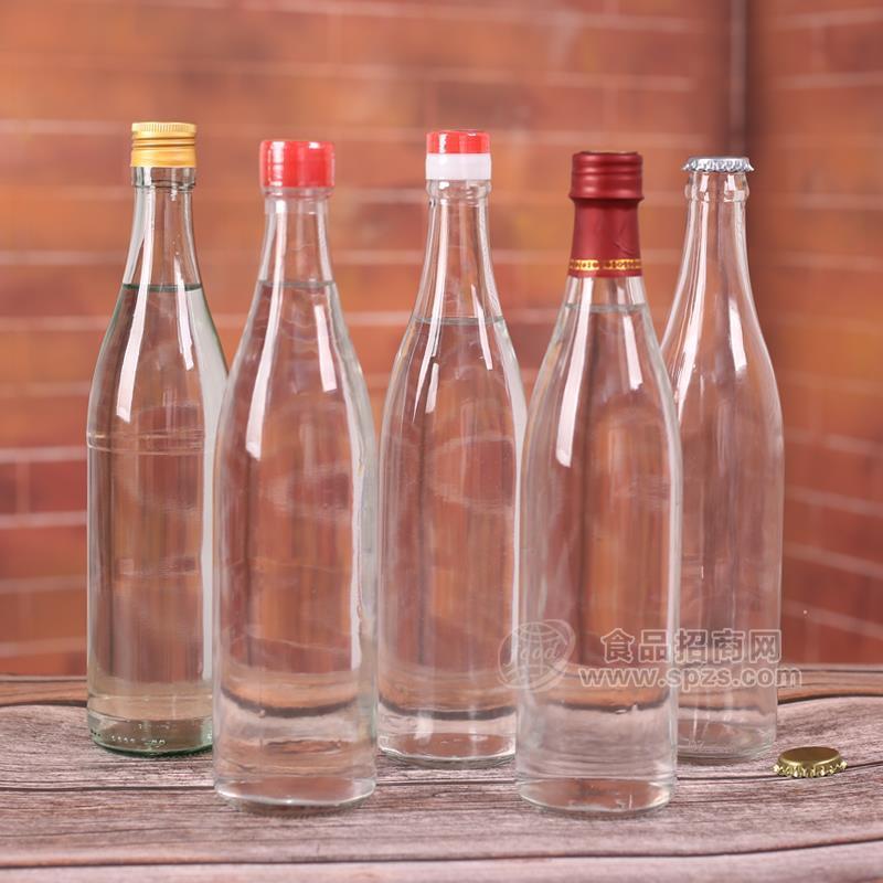批发500ml玻璃酒瓶透明白酒包装瓶酱醋瓶二锅头1斤白酒瓶定制酒瓶