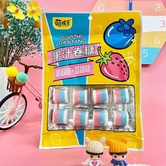 萌孩子蜜草莓味 芒蓝莓味 果汁卷糖 混合糖果招商90g