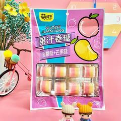萌孩子蜜桃味 芒果味 果汁卷糖 混合糖果招商90g