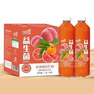 道源湖益生菌 水蜜桃 紅柚發(fā)酵型復(fù)合果汁飲料1.5Lx6瓶  水蜜桃飲料