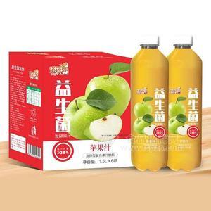 道源湖益生菌發(fā)酵果汁 蘋果汁發(fā)酵型復(fù)合果汁飲料1.5Lx6瓶 蘋果汁招商