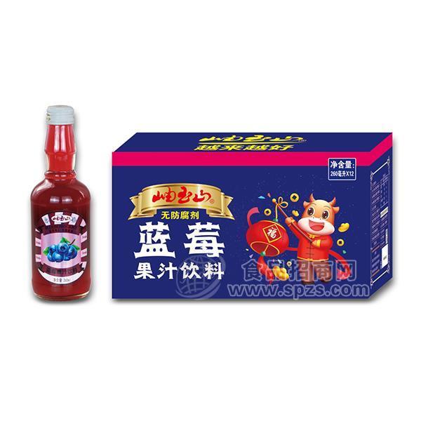 ·12瓶整箱装 蓝莓汁 岫玉山果汁饮料 蓝莓果汁代理招商260mlx12瓶 