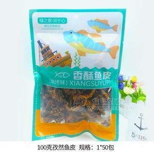 绿之原润于心香酥鱼皮烧烤味孜然鱼皮招商 100g