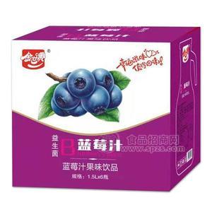 金世宝益生菌蓝莓汁果味饮品1.5Lx6瓶