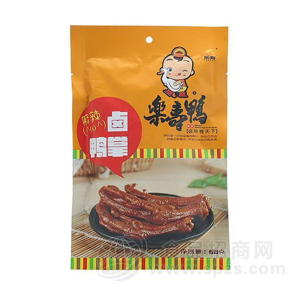 ·乐寿鸭卤鸭掌 真空装 麻辣味卤鸭掌 休闲食品 卤肉制品招商68g 
