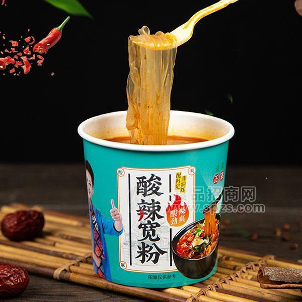 豫元酸辣宽粉方便食品桶装实物 