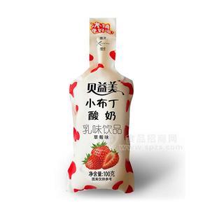 贝益美百利包酸奶草莓味小布丁酸奶 乳味饮品 儿童饮料100克