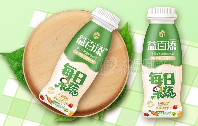 益百添每日果蔬乳酸菌饮品包装简约