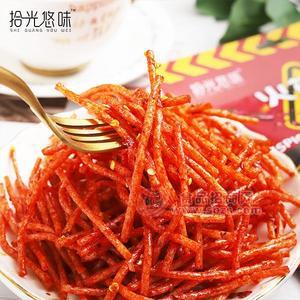 袋装辣条丝拾光悠味新品脾气丝招商休闲零食调味面制品批发118g