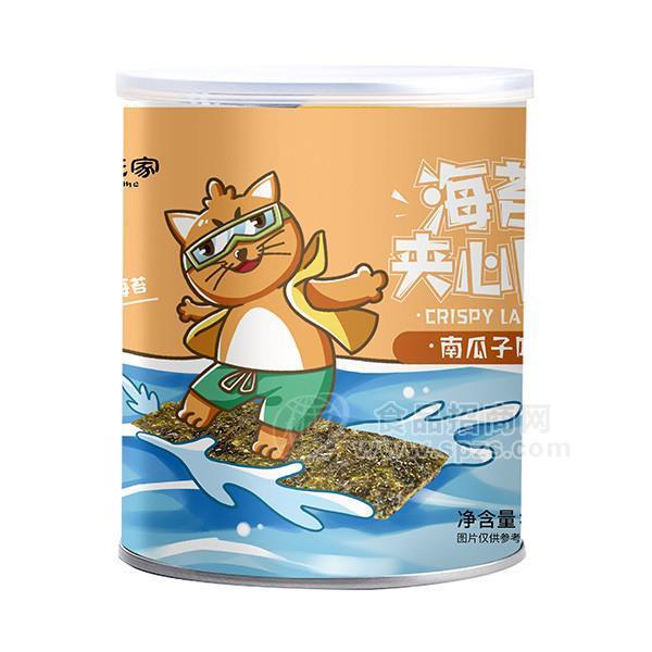 ·馋猫氏家南瓜子味海苔夹心脆休闲食品招商厂家直销 
