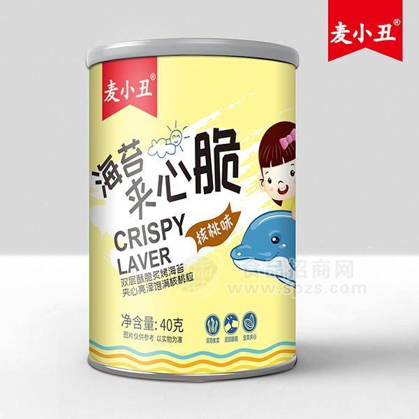 ·核桃味海苔夹心脆麦小丑夹心海苔休闲零食招商40g 