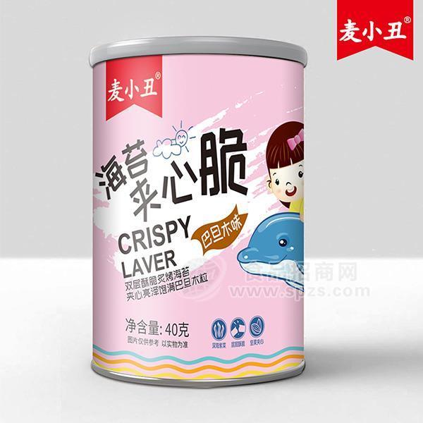 ·麦小丑海苔夹心脆巴旦木口味双层酥脆炙烤海苔休闲零食代理40g 