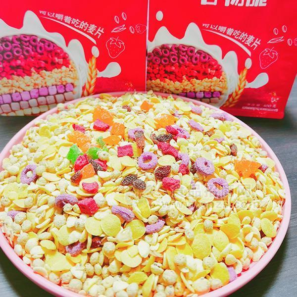 ·麦小丑奇亚籽草莓谷物脆即冲即食休闲方便食品招商麦片谷物脆代理400g 