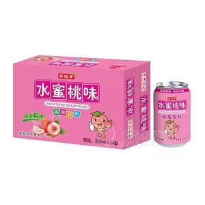 鑫銳青水蜜桃味碳酸飲料招商汽水320mlx24罐