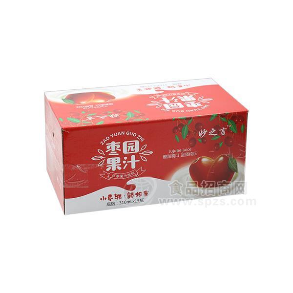 ·妙之言枣园果汁饮料招商枣味果汁饮料代理新品枣汁招商310mlx15瓶 