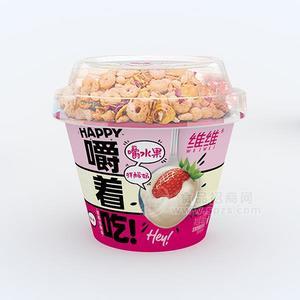 维维嚼着吃草莓味水果燕麦酸奶杯装招商
