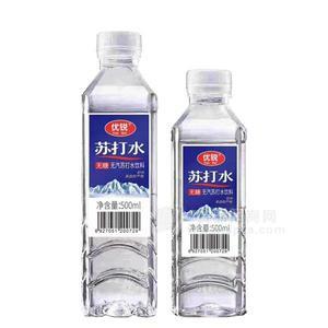 優(yōu)銳無氣蘇打水飲料無糖瓶裝招商500ml