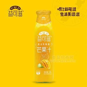 益可滋 玻璃瓶復(fù)合乳酸菌芒果汁飲料1L