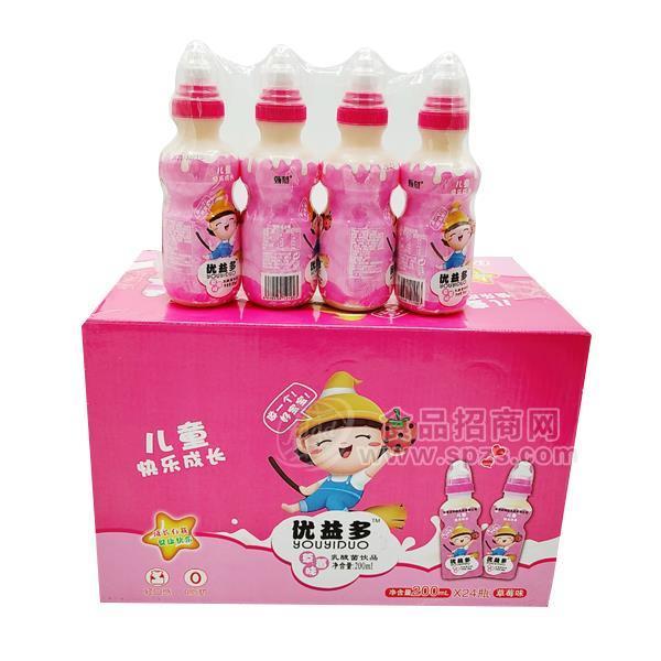 優(yōu)益多草莓味乳酸菌飲品乳飲料200mlx24瓶