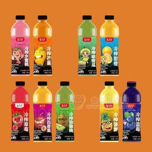 冷榨水蜜桃芒果哈密瓜甜橙草莓百香果猕猴桃菠萝蓝莓果汁饮料500ml